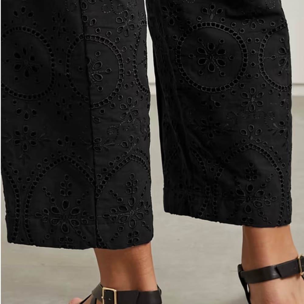 ❣️HP❣️Charo Ruiz NWOT Embroidered Eyelet Cotton Trousers Small Black - Picture 2 of 16